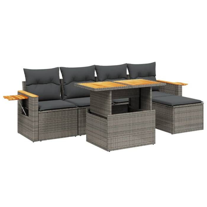 VidaXL Garden Lounge Set with Cushions 6 Pcs, Patio Sofas, Patio Furniture Set, Outdoor Furniture, Grey 3273496