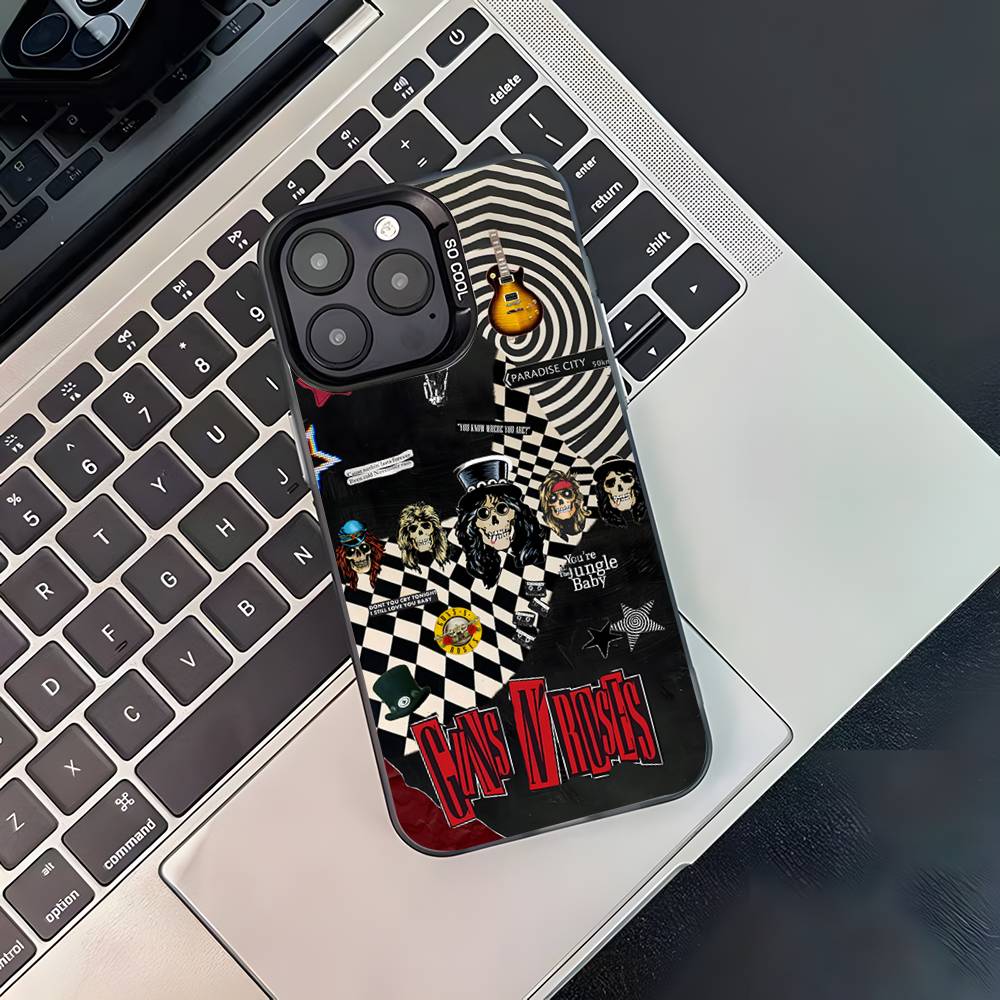 Band G-Guns N Roses Phone Case For iPhone 17,16,15,14,13,12,11,Pro,XS,Max,Plus,Mini,SE Black Candy Matte Shockproof Cover