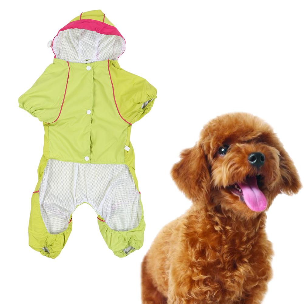 Thicken Pet Dog Cat Waterproof Rain Proof Hooded One Piece Raincoat Yellow(XXL )