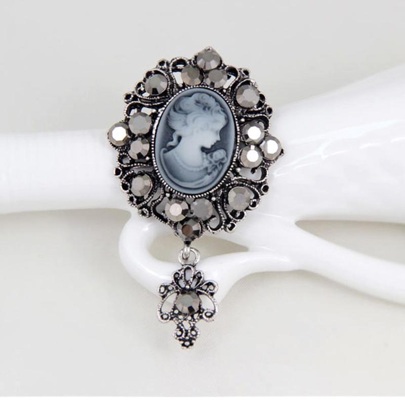 1pc Women Jewelry Long Vintage Brooch Pins Pretty Beauty Queen Cameo Brooches For Women Gift