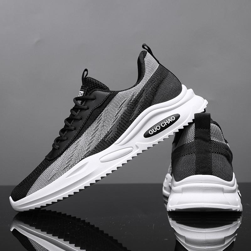 

Fashion 2025 Summer Sneakers for Men Mesh Platform Jogging Strap Comfortable Tennis Training Shock-absorbing Thick Soled Casual Shoes 39 чёрный