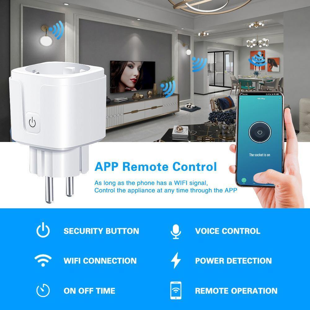 European Standard WiFi Smart Socket with Google Alexa/Alice Voice-Controlled Timing