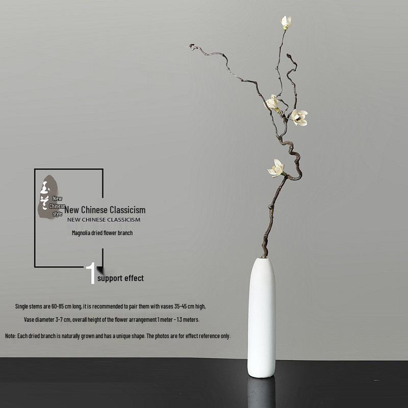 Magnolia Simulation Flower Arrangement: Floor-Standing Dried Branch Bouquet for Bedroom & Living Room Décor