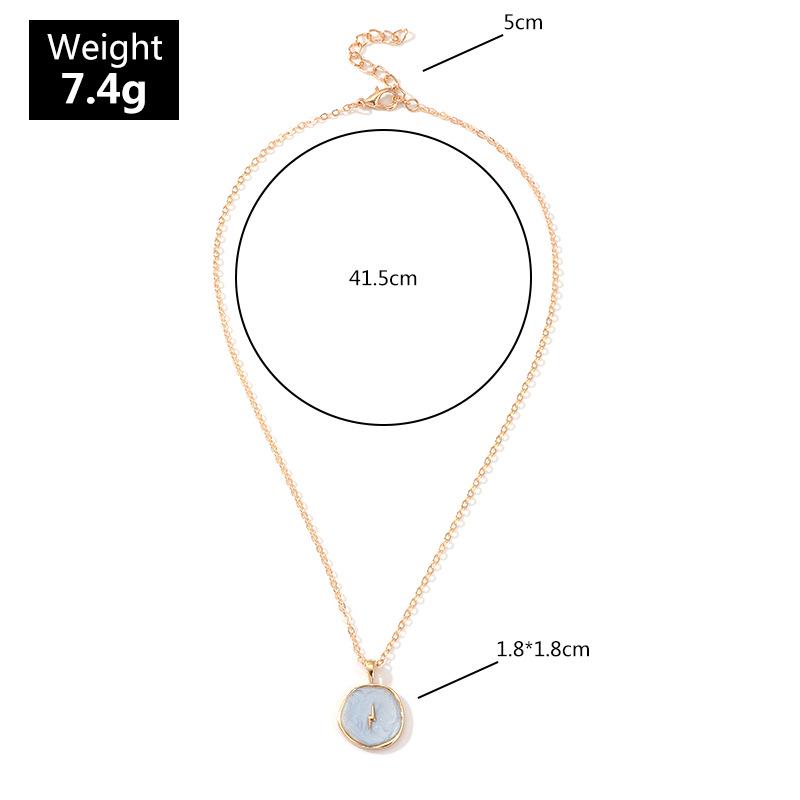 Modische Halskette mit Tropfenanhänger aus Legierung, Öl, Herz, Mond und Blitz, elegant, süß, rund, Partyschmuck für Damen, Geschenk