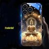 Lotus Buddha Colorful Luminous Phone Case For Samsung S26 S25 S24 S23 FE S22 S21 Ultra Plus Z Fold 7 6 5 LED Light Shining Cover