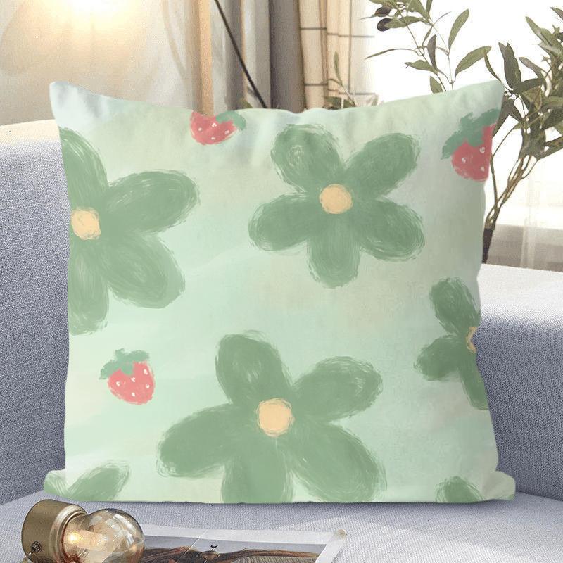 Ins Style Small Fresh Flower Pattern Decorative Pillowcase Living Room Bedroom Square Cushion Pillowcase