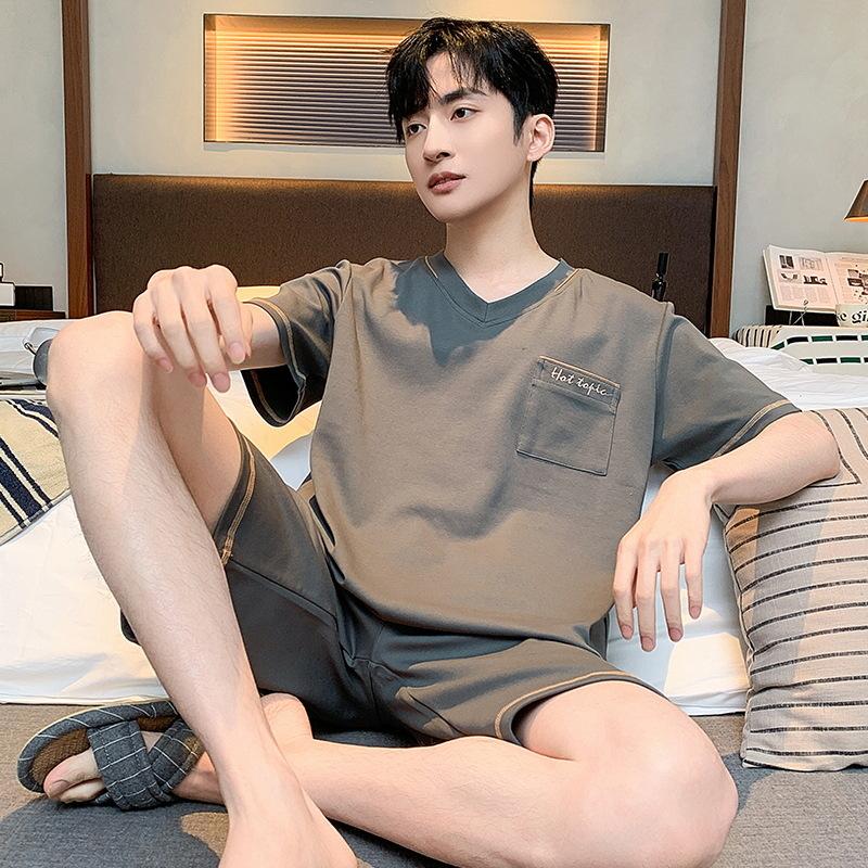 Summer Men's Pajamas Knit Pajamas Set Pajamas Big Boys Pajamas Family Clothing
