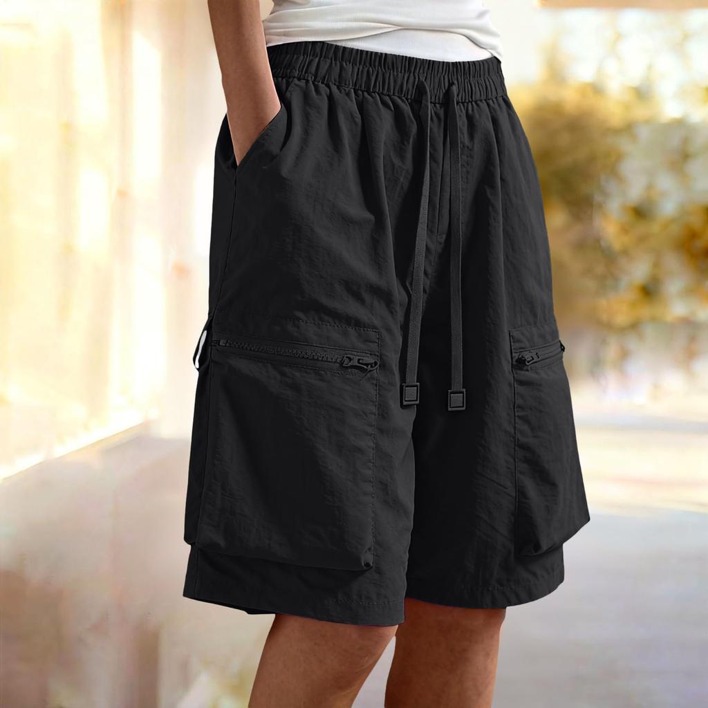 Women's Cargo Hiking Shorts Summer Casual Bermuda With Pockets Drawstring Elastic Lightweight Quick Dry Outdoor