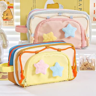 Contrast Color Pen Bag Large Capacity Pen Box Cartoon Stationery Organizer  Back To School