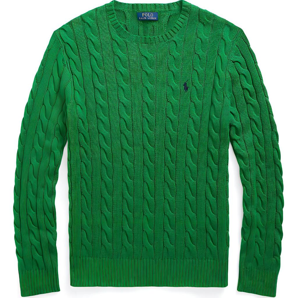 Polo Ralph Lauren Solid Logo Embroidered Crew Neck Knit Sweater Men Sweater Green 710918998-024