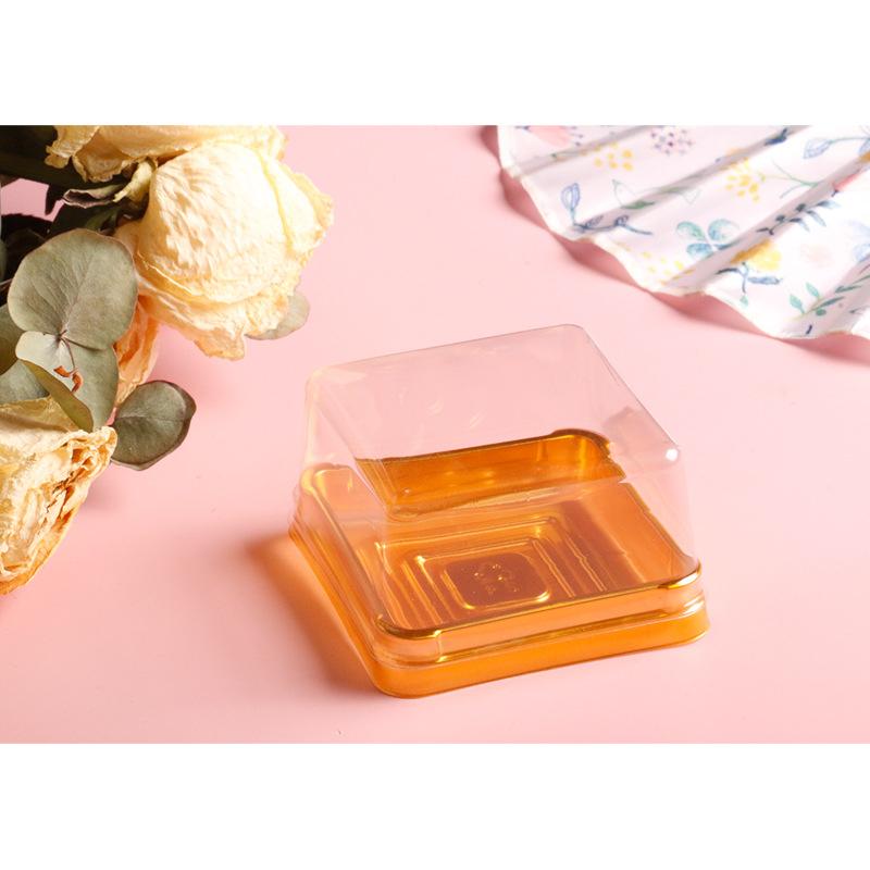 New black gold square blister box egg yolk crispy moon cake leisure food packaging box strong and