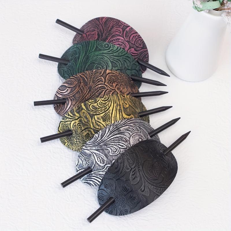 Hårspenne med pinne ovale hårklips Hårnål hestehaleholdere Hårtilbehør i bohemsk stil Treslidepinne for kvinner Jenter