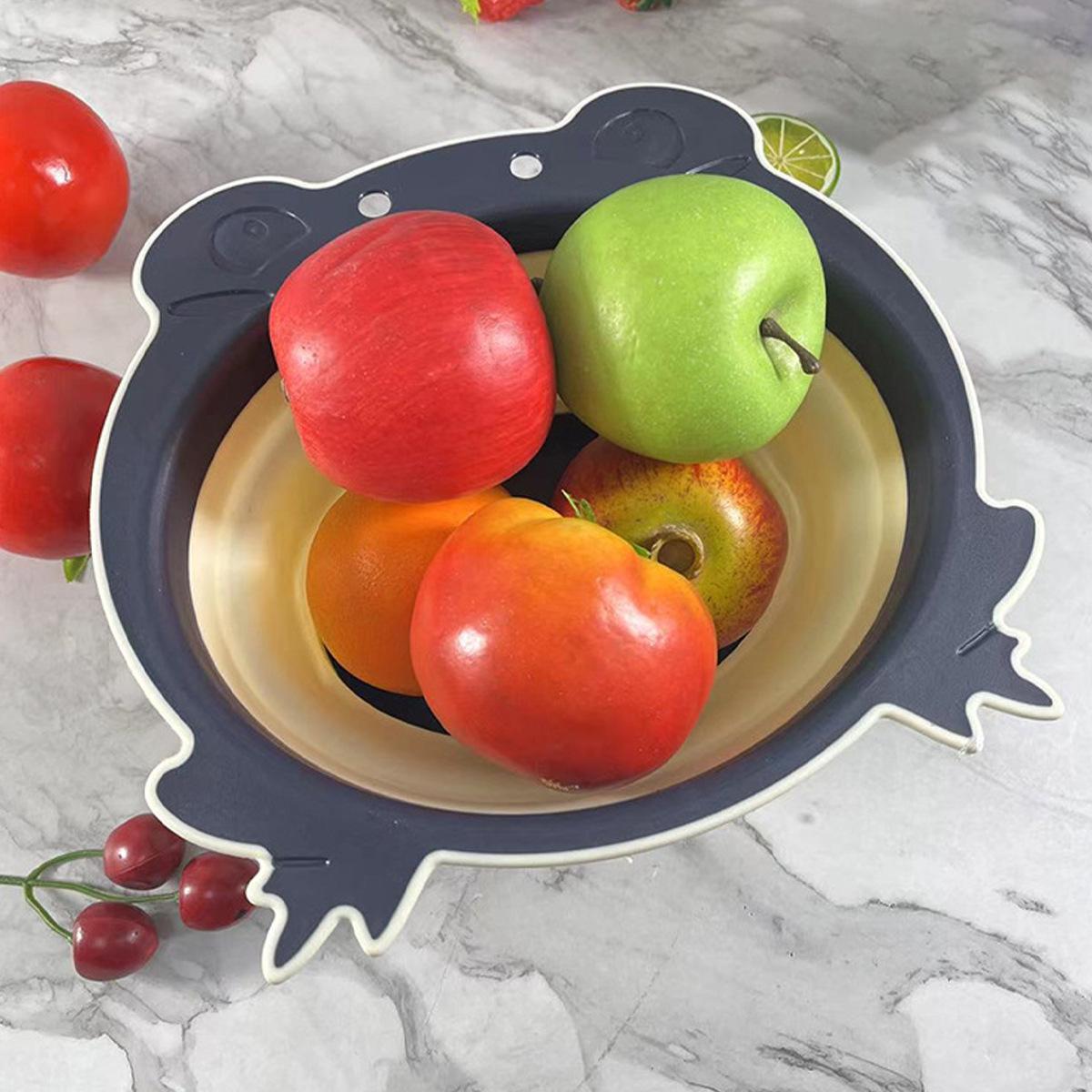 Adjustable Folding Plastic Colander Basket for Washing Fruits & Vegetables - Multi-functional Kitchen Strainer. Large