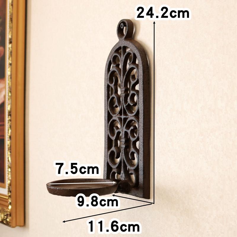 Vintage European Style Cast Iron Hollow Candle Holder, Nostalgic Courtyard Romantic Creative Home Wall-Mounted Candle Stand