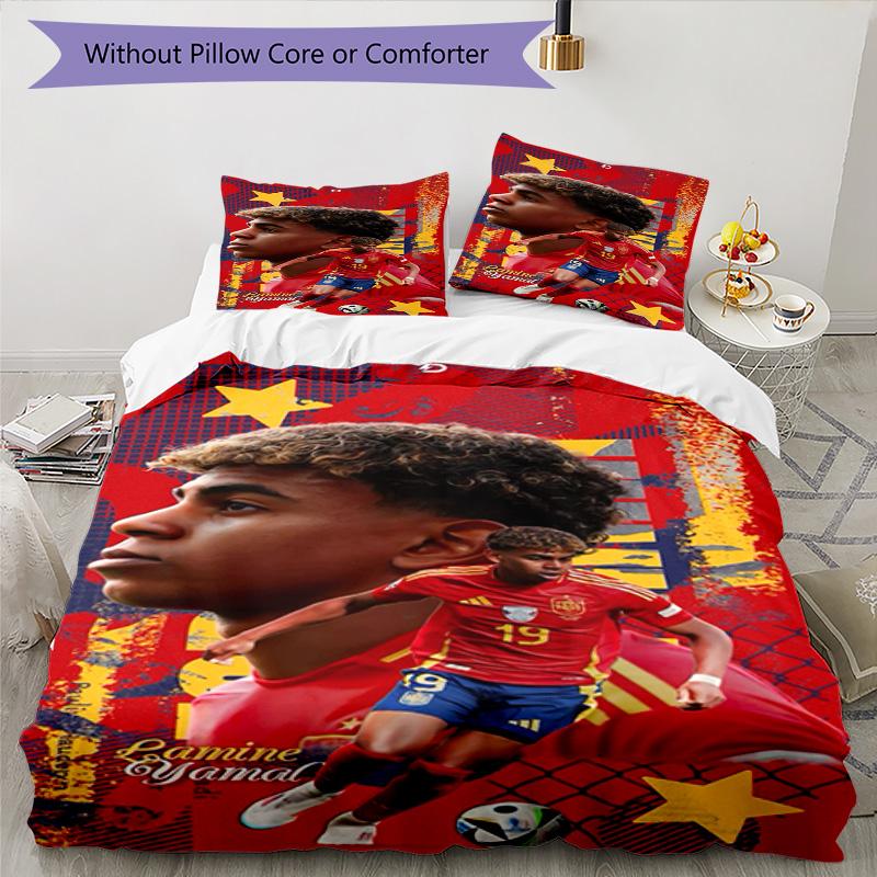 Lamine Yamal Spanish Football Player Bedding Set,Premium Bed Linen for Bedroom Home Decoration,Perfect Collectible Gift for Messi Fans,Easy Care Duvet