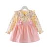 Girls Autumn Cottagecore Long Sleeve Dress Stylish Princess Party Dress For Kids Children Casual Elegant Floral A Line Gown