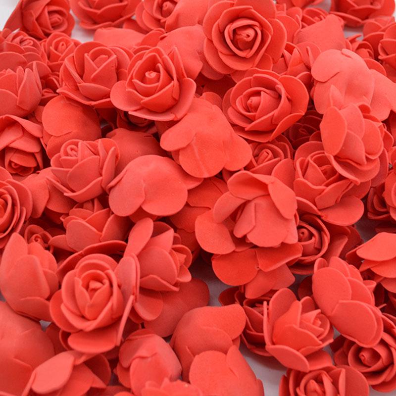 50Pcs/lot 3.5cm PE Foam Rose Head Artificial Rose Flowers Home Garden Decorative Wreath Supplies Wedding Event Party Decoration