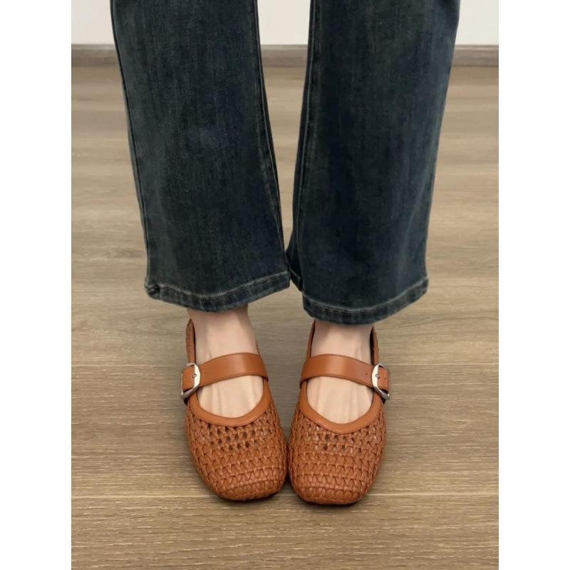 

Дышащие туфли Мэри Джейн ручной работы - Женские удобные туфли с круглым носком и массивным каблуком 35 коричневый