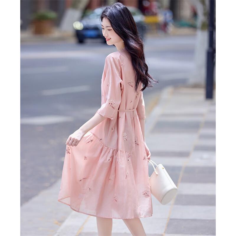 Shangjing Aurora-Style Lyocell Blend A-Line Midi Dress