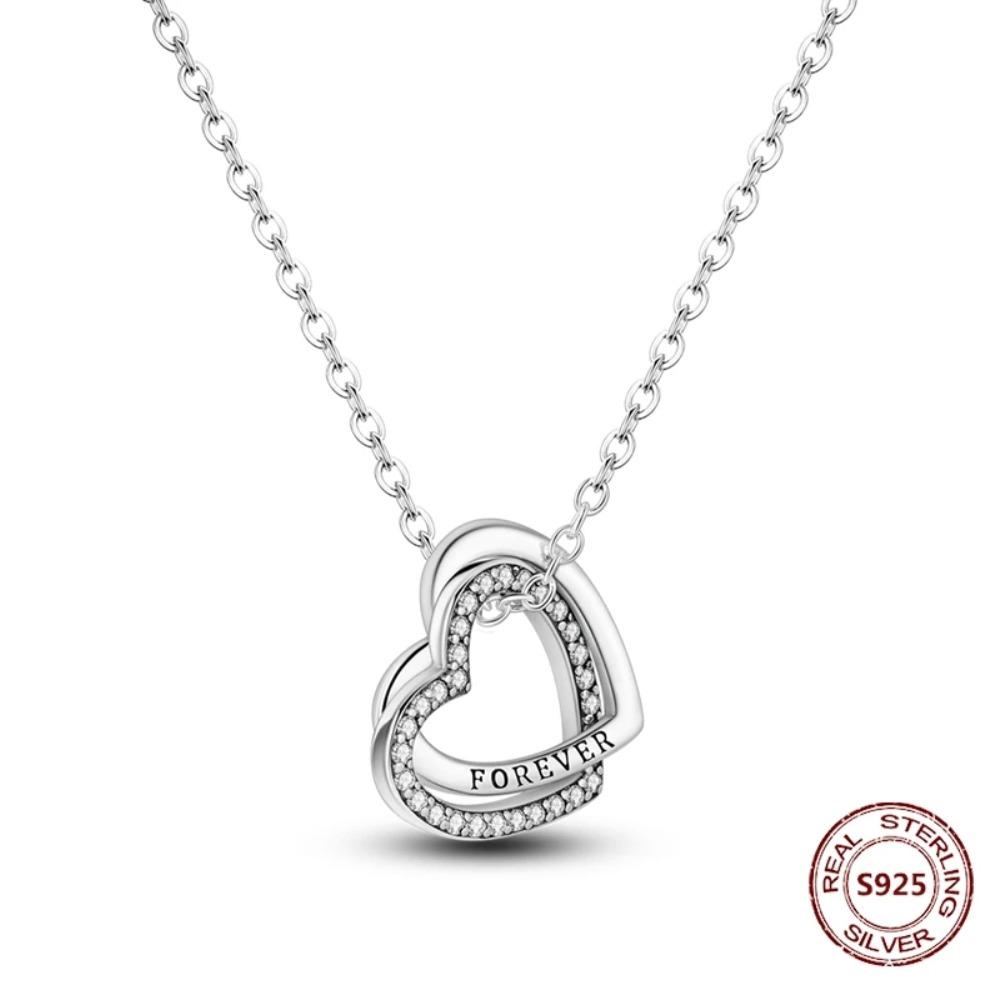 925 Silver Lucky Unicorn Necklace with Butterfly Firefly Bear Paw Print Zircon Chain Link Heart Jewelry for Women