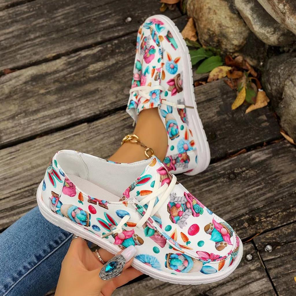 Plus Size Casual Shoes Women's New Canvas Flat Lace-up Low-top Loafers Women's Singles Shoes for Fall 2025