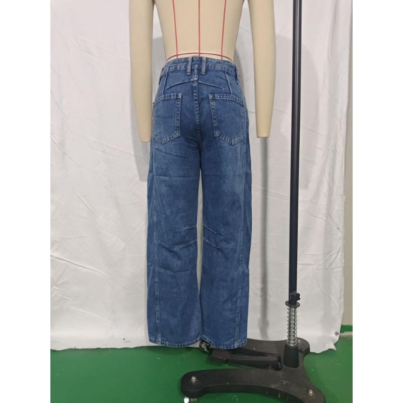 Women High Waist Loose Straight Washed Wide Leg Long Denim Jeans