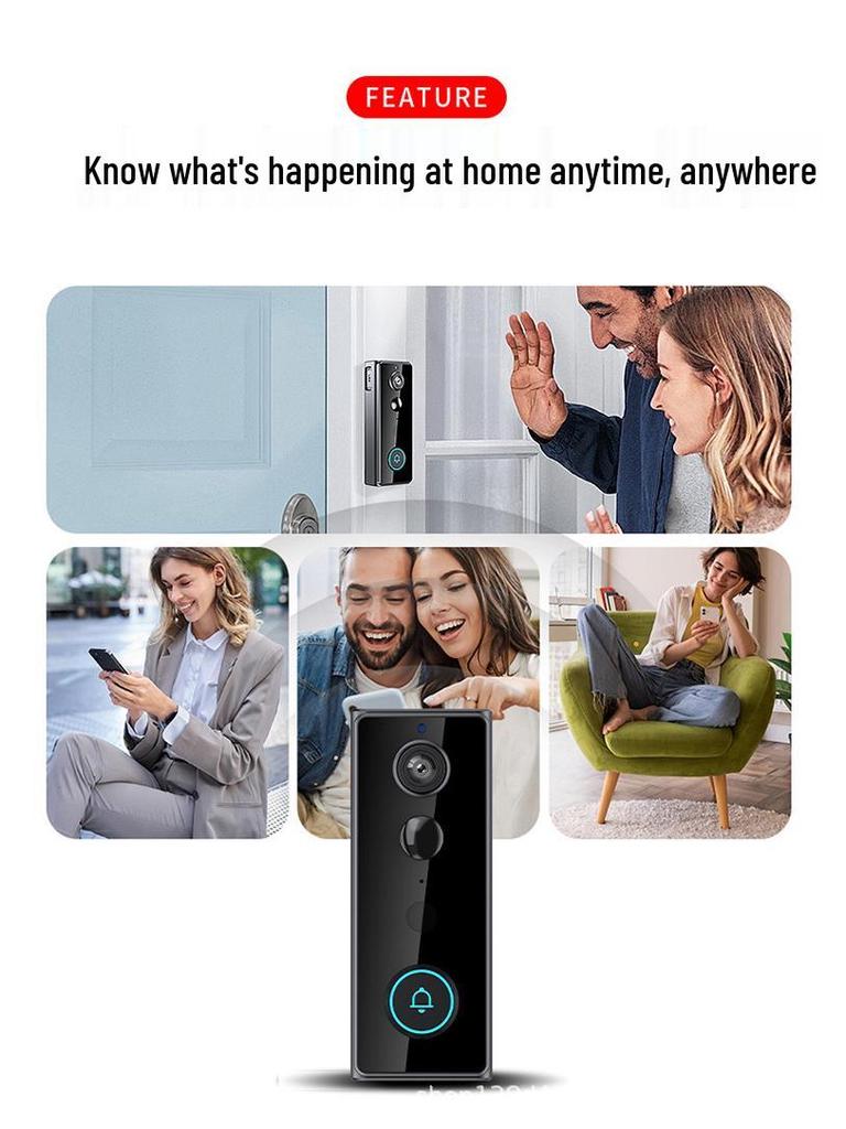 M18 Graffiti Smart Doorbell with Real-time Mobile Monitoring, Two-way Intercom, PIR Motion Detection, and IP65 Waterproof.