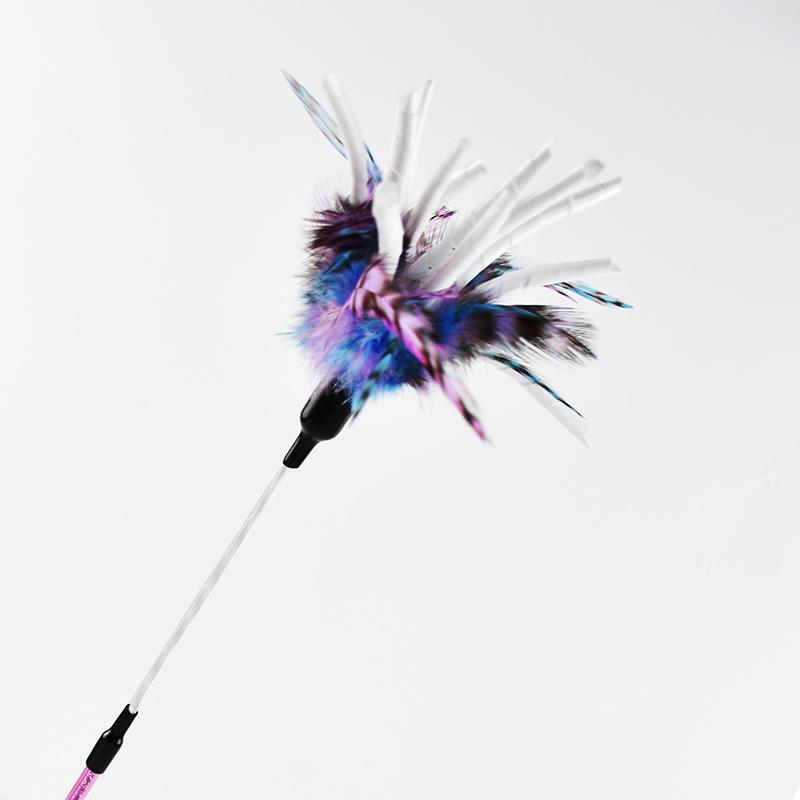 Spiral Feather Rod Cat Teaser Wand - Plastic Cat Toy
