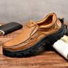 Fashion Handmade Genuine Leather Casual Shoes Comfortable Men's Loafers Slip on Flats Non-Slip Walking Shoes Hot Sale Outdoor Moccasins
