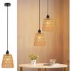 Pendant Light - NETTLIFE - Bohemian Rattan Pendant Light - Black Wicker Lampshade - E27 Socket - For Living Room/bedroom
