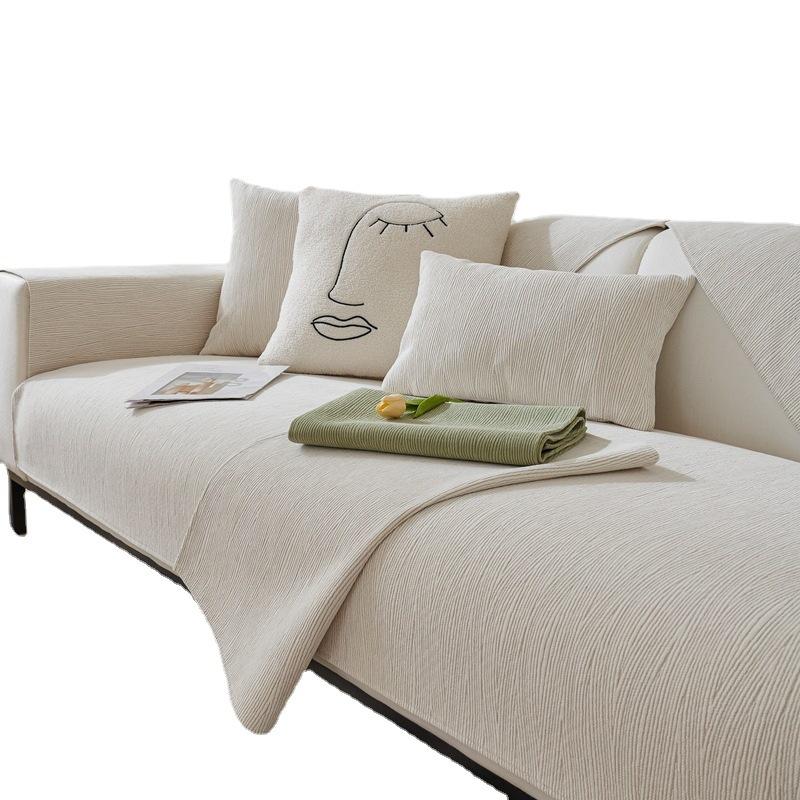 Sofa Cushion Modern Light Luxury Four Seasons Universal Chenille Non-Slip Simple Solid Color Sofa Cover Cover Cloth