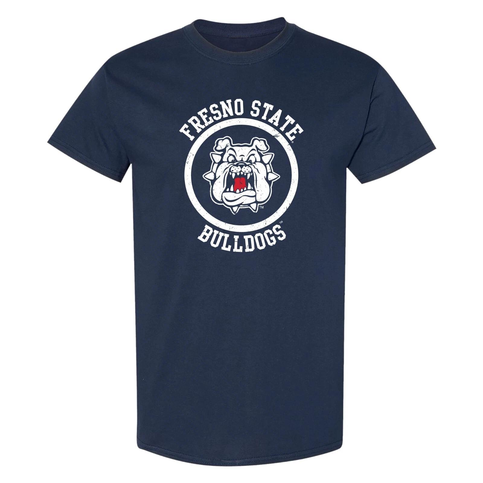Fresno State Bulldogs Distressed Circle Logo T-Shirt - Navy 3XL