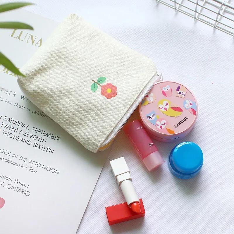 2024 Women Girl Flower Canvas Sanitary Pad Organizer Tampon Storage Holder Organizer Napkin Storage Bags Cosmetic Pouch Case
