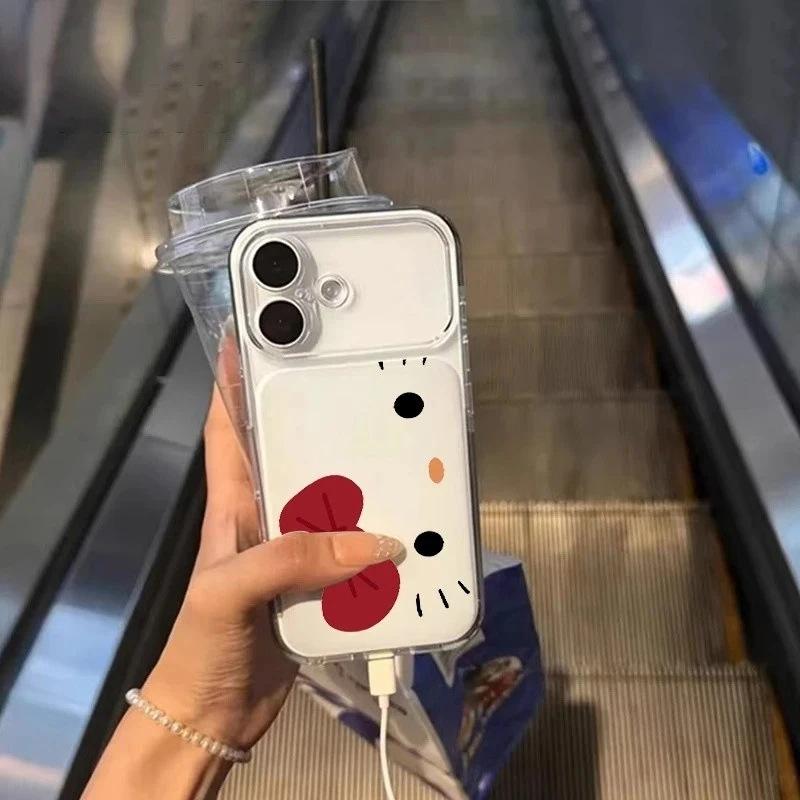 Hollow kt cat expression large window for Apple iPhone17/16Pro mobile phone case 15 matte 14 cute 13