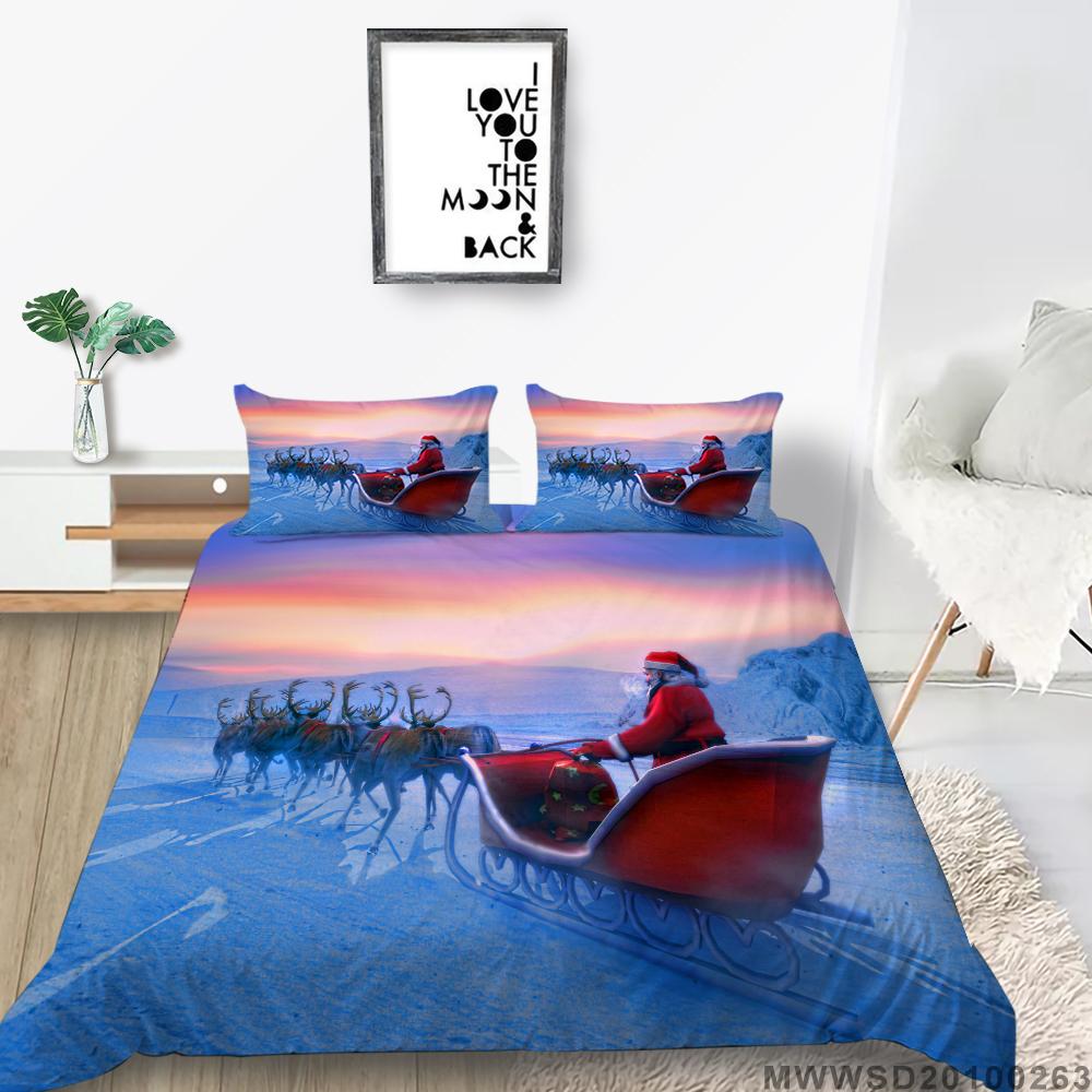 Christmas Home Bedding Set Deluxe Quilt Cover Pillow Case Home Bedding Set AU/EU/US Full Size Single/Double Bed