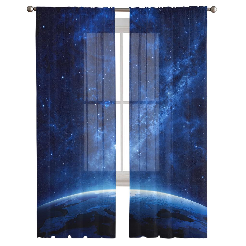Weltraum Universum Fensterdekoration Tüll Moderne Transparente Vorhänge für Küche Wohnzimmer das Schlafzimmer Vorhänge Dekoration
