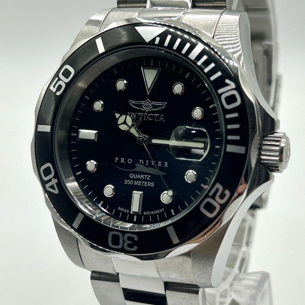Used INVICTA Pro Diver Pro Diver Quartz Watch Working Date Black Dial Invicta