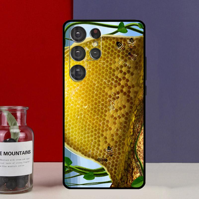 

Golden Honeycomb Honey Bee Funda Case For Samsung Galaxy S25 Ultra S9 S10 S20 FE S21 S22 S23 Plus S24 Ultra Phone Cover Galaxy S22