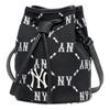 MLB Monogram Collection Artificial Leather Bucket Bag, Shoulder Bag, Crossbody Bag Regular Unisex Black Casual