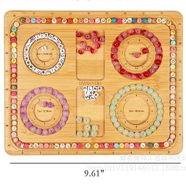 Multi-grid Wooden Beading Design Board for DIY Bracelets and Jewelry Crafting