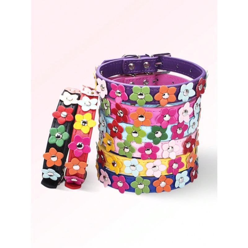 1pc Colorful Flower Decor Pet Collar, Lovely Dog Collar