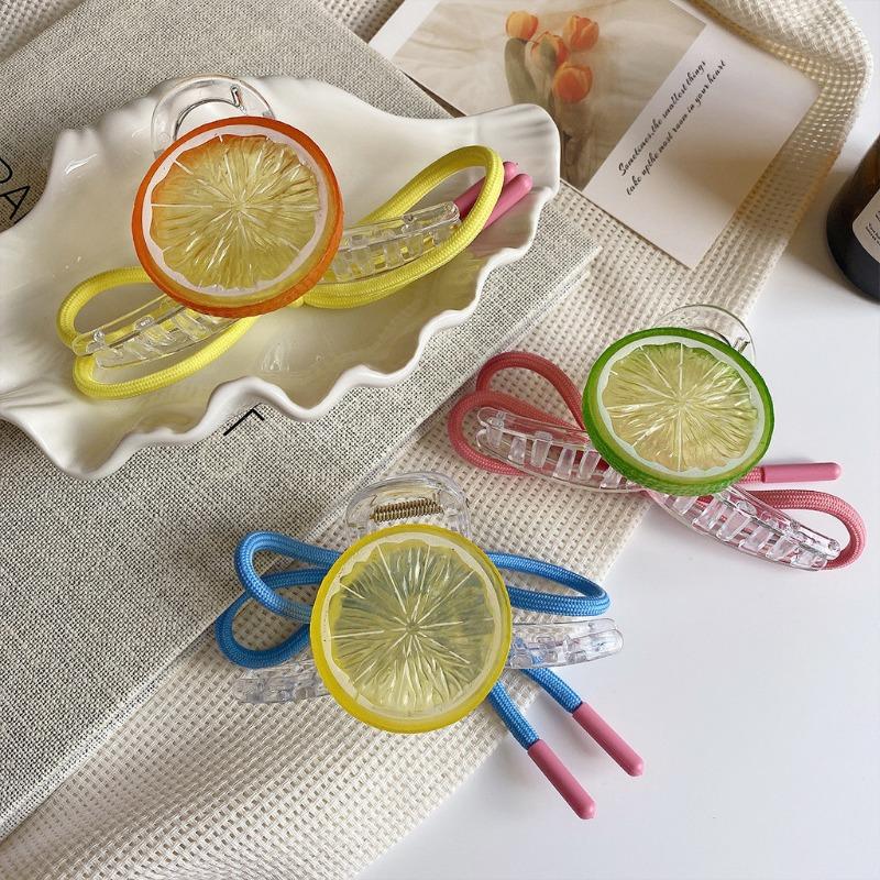 Lemon Fresh Hair Clip Female Korean Sweet Cute Fruit Bow Shark Clip Hair Accessories