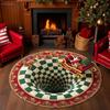 Christmas Santa Gnome Quilted Round Mat Festive Area Rug Non-Slip Backing Door Mat Living Room Bathroom Kitchen Absorbent Mat