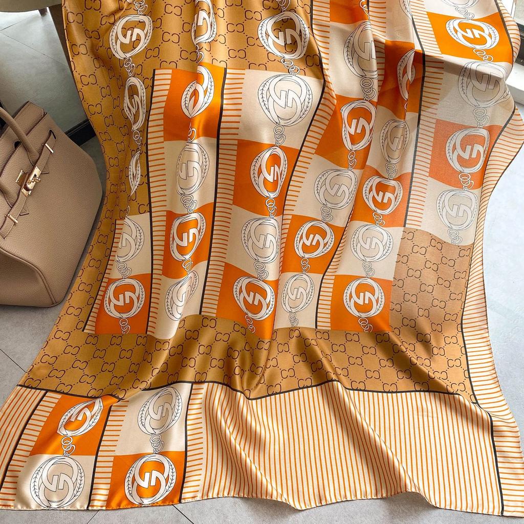 High-quality Luxurious Silk Scarves Headband Scarfs Neck Scarf For Women Chain Silk Scarf Women's Decorative Shawl
