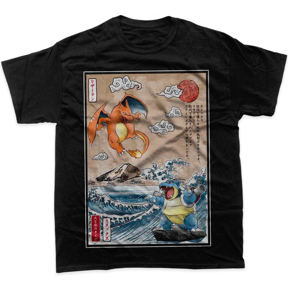 

2026 Summer Charizard Retro Cosplay Tshirt Unisexs Oversize Casual Cotton Printed Shortsleeved Unisex Childrens Sports Shirt S