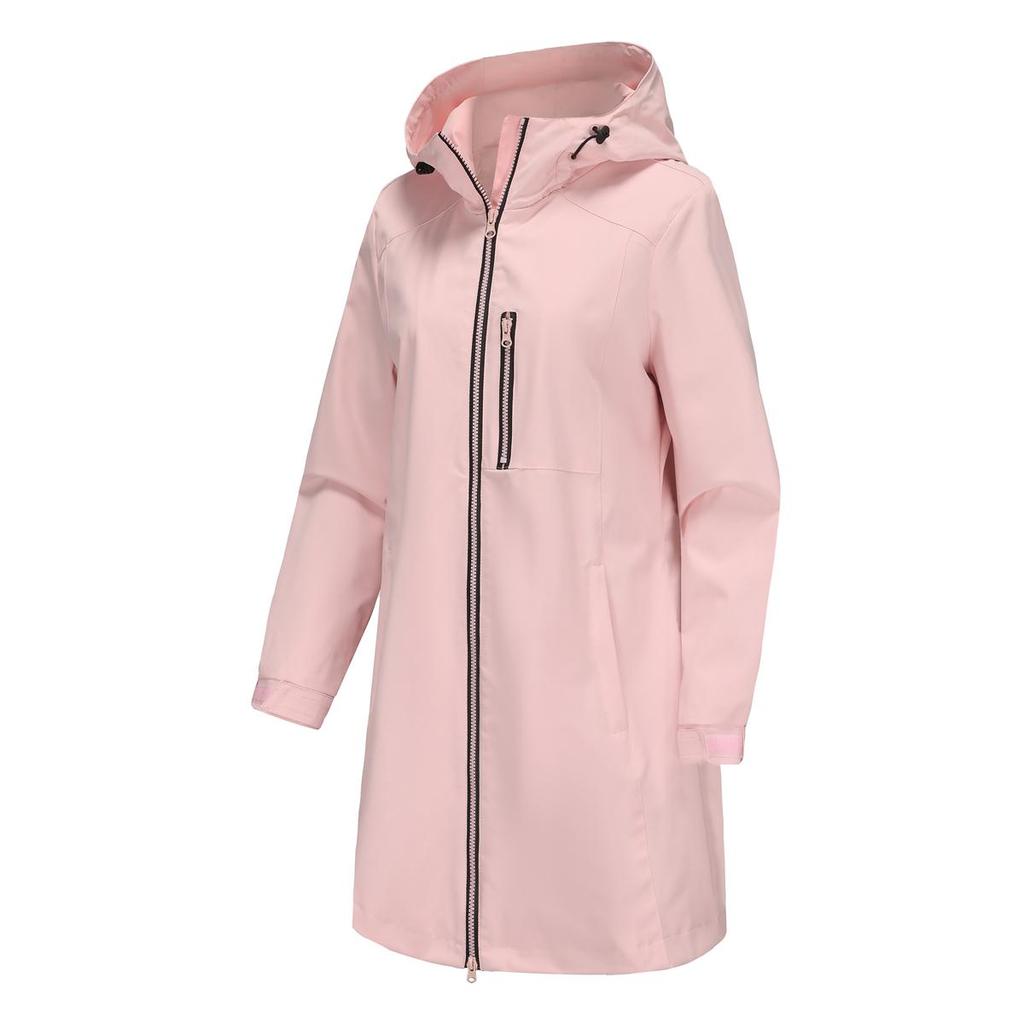 BRIGHT DEER Women’s Waterproof Trench Coat Hooded Windcheater Long Sleeves Zip Up Casual Wear for Autumn Winter Outdoor Sports