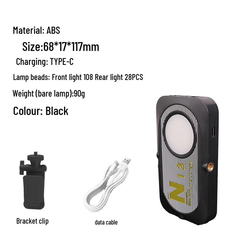 N13 Doppelseitiges Mini-Handheld-Selfie-Licht mit dreifarbigen Fülloptionen