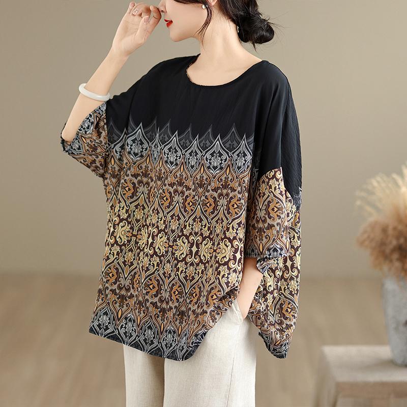 DIMANAF 2026 Plus Size New T-Shirt Women Print Loose Casual Lady Tops Tees Shirts Oversize Summer O-Neck