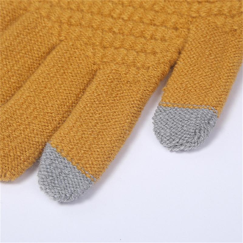 Winter Touch Screen Gloves Women Men Warm Thick Stretch Knit Full Finger Mittens