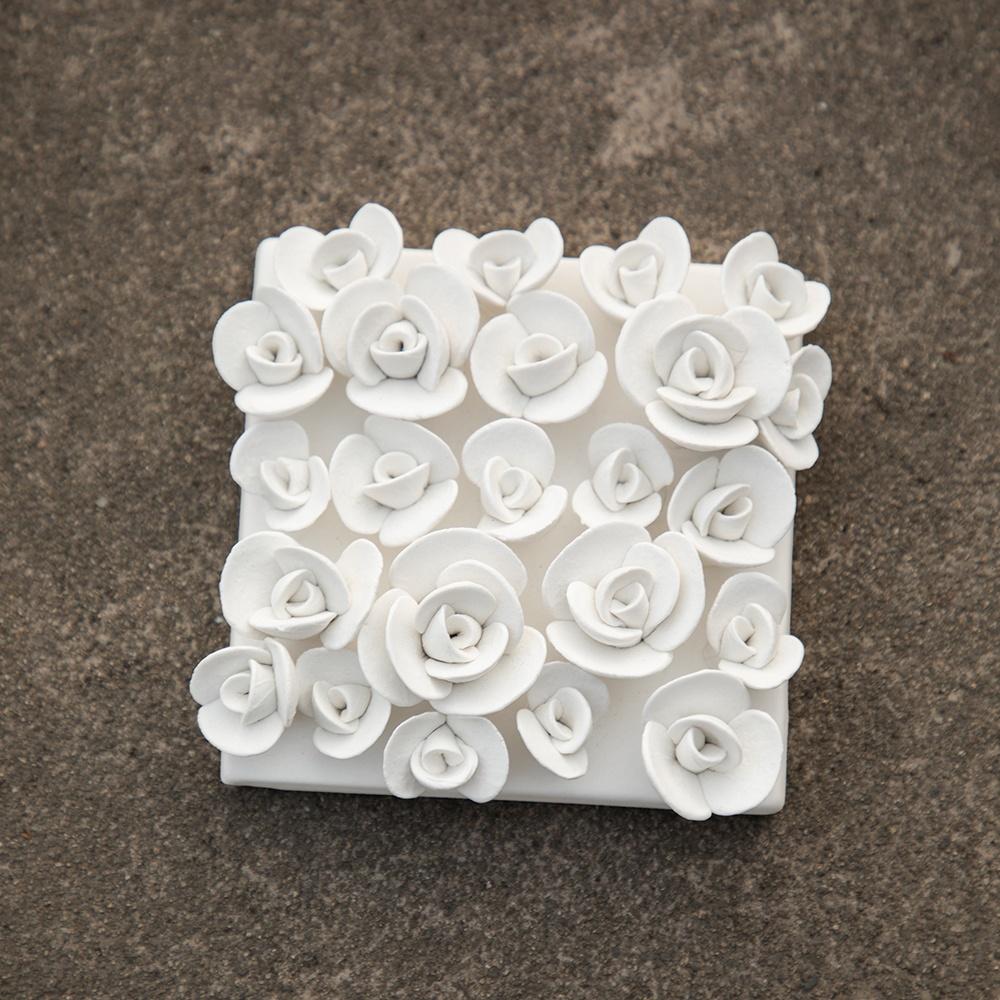 Ceramic Hand-made Petal Pendant Background Wall Decoration Embossed Rose Hanging Picture Adornment Home Accessories